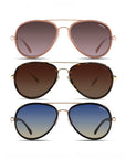 Shop this set of three medium to large size aviator sunglasses curated for a woman that wears aviators