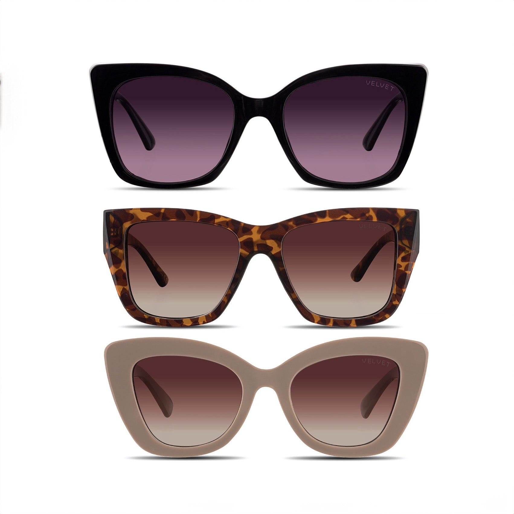 Velvet Women\'s Sunglasses Set - Black and Gold Reality Eyewear Velvet Kitten Sunglasses In Black - FREE  main image 2