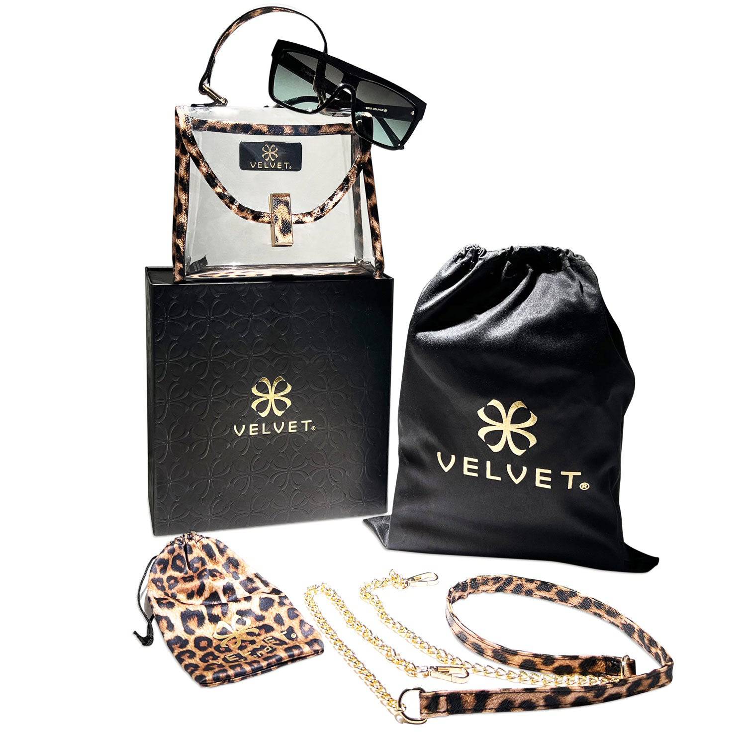 Mini Leopard Bag &amp; Melania Black - Velvet Eyewear
