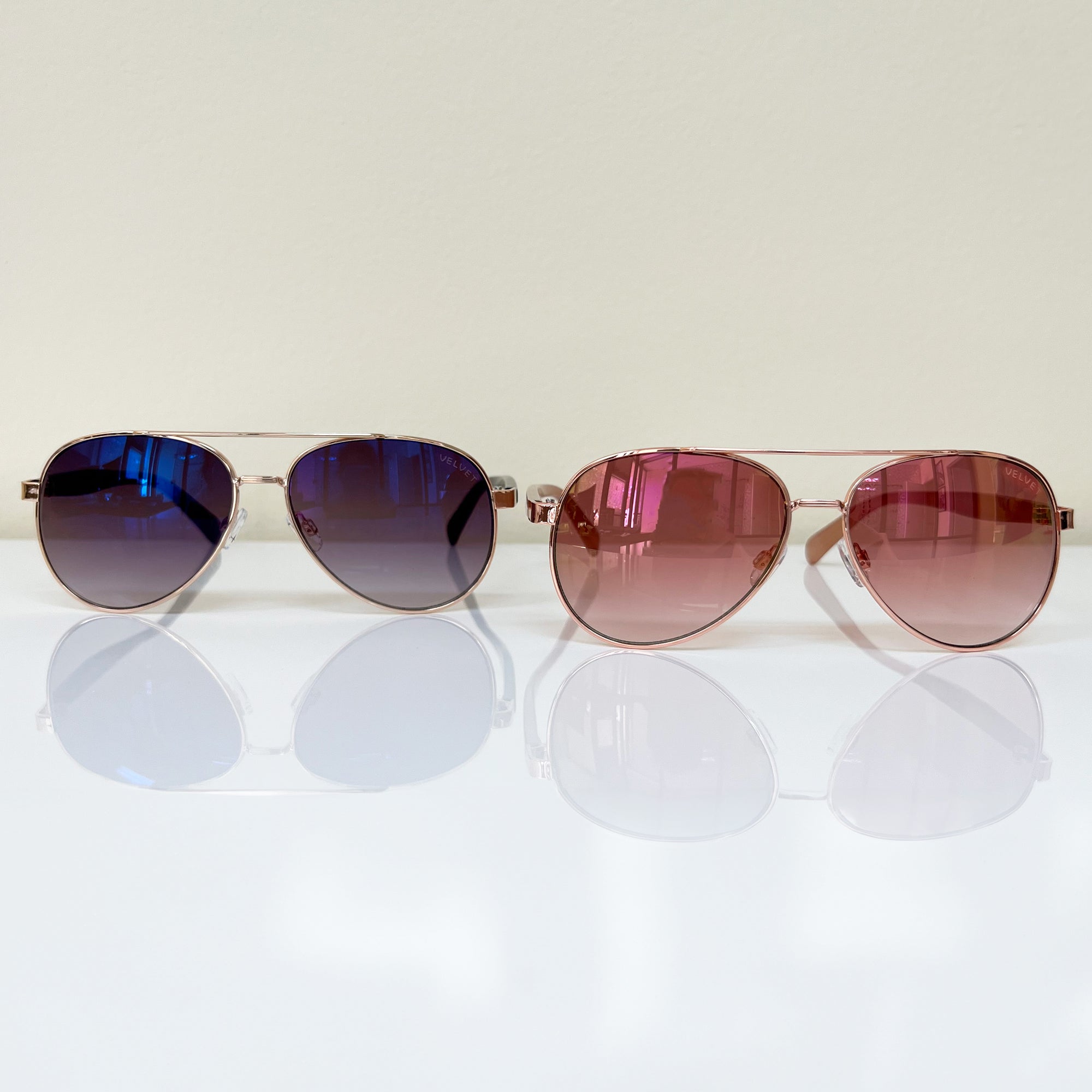 Aviator Flash Luxe Sun Set Sunglasses Velvet Eyewear   