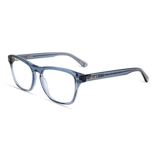 Billie Crystal Blue rectangle readers and blue light glasses for women, medium fit 54-13-138.