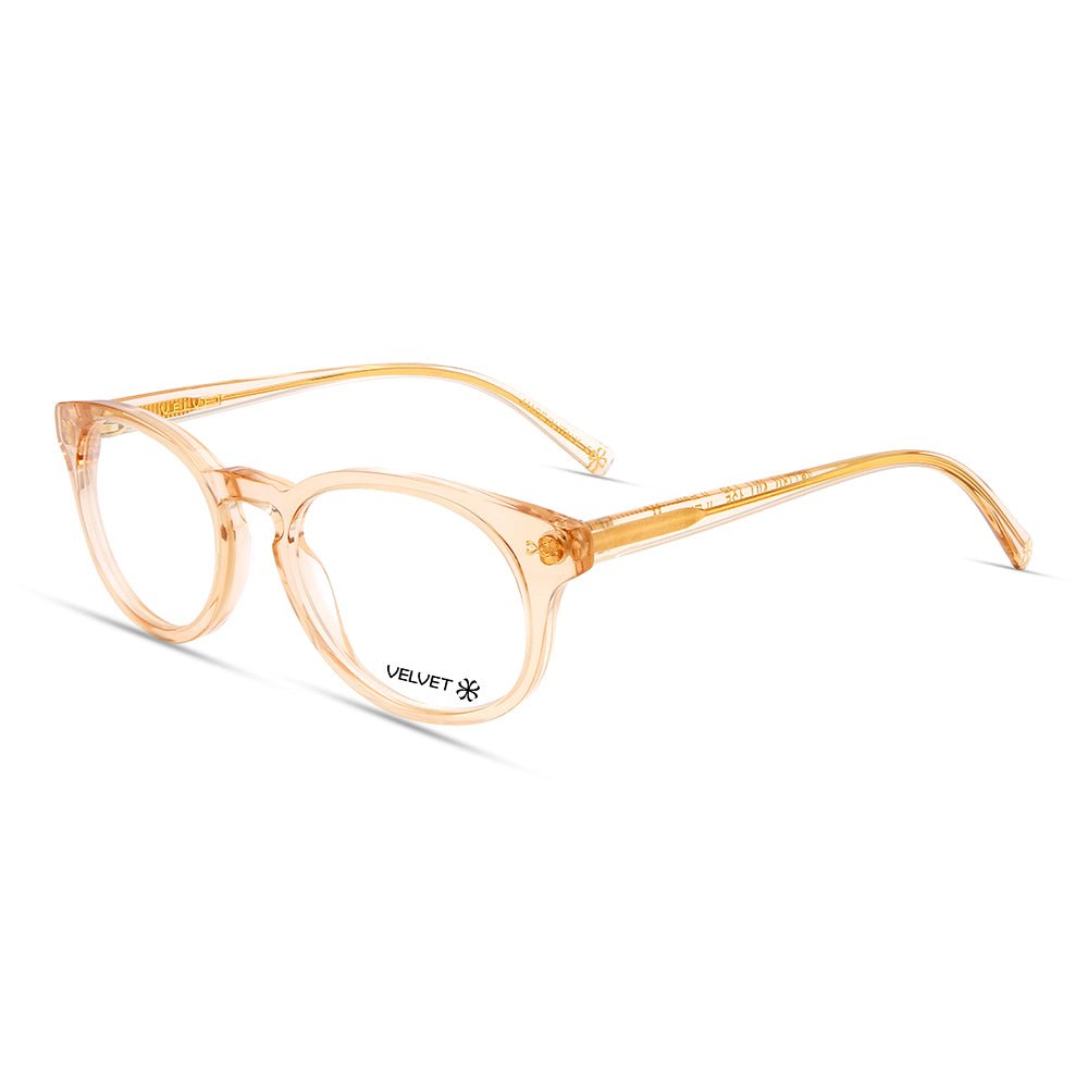Ilene Nude round readers and blue light glasses for women, small to medium fit 47-19-140.