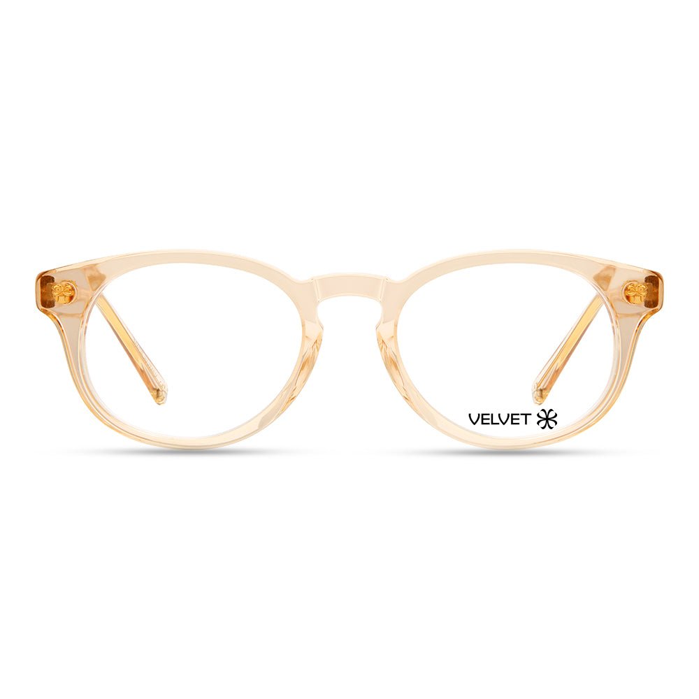 Ilene Nude round readers and blue light glasses for women, small to medium fit 47-19-140.