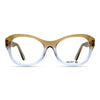 Jen Umbre Nude square readers and blue light glasses for women, medium fit 53-18-135.