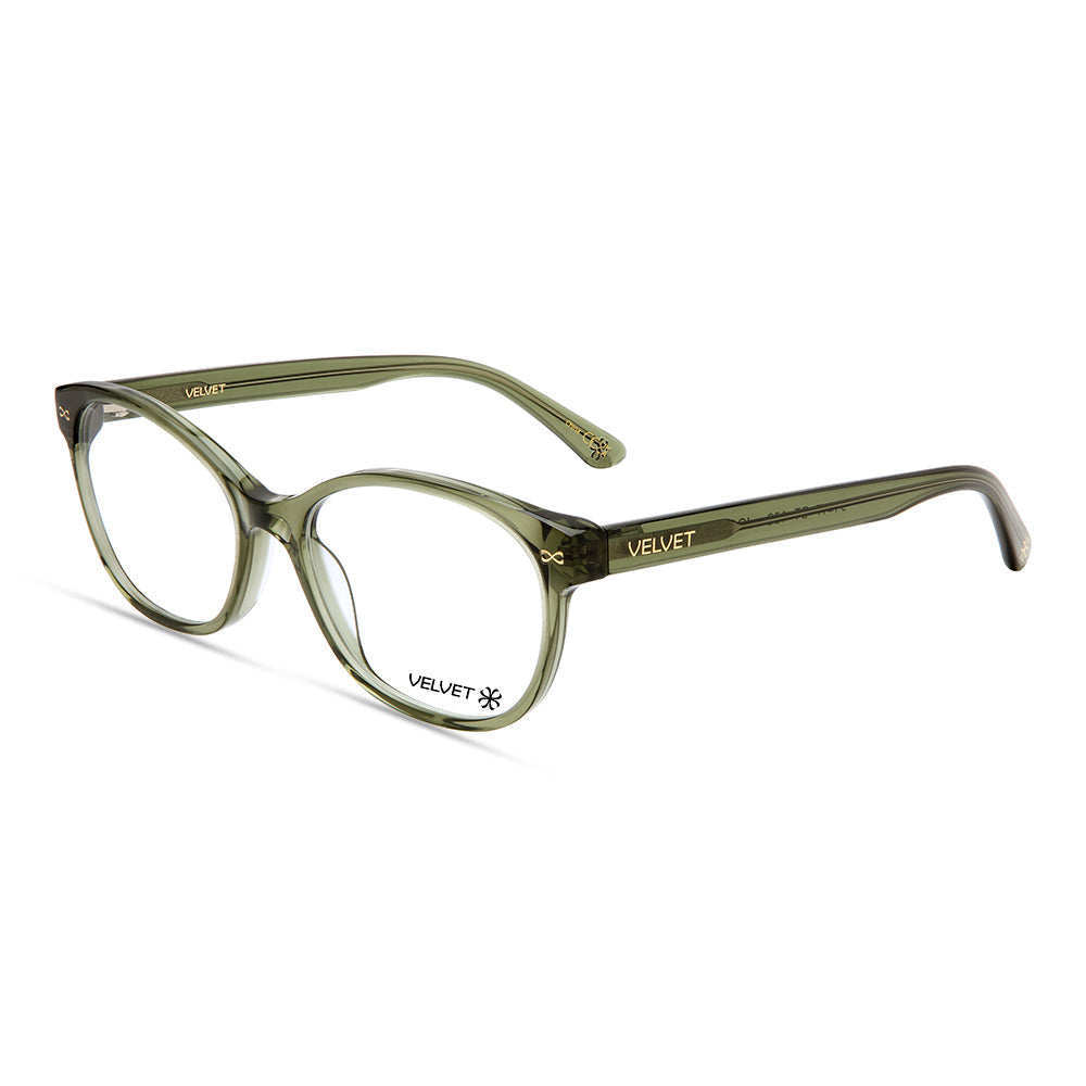 Joan Crystal Green oval readers and blue light glasses for women, medium fit 55-15-138.