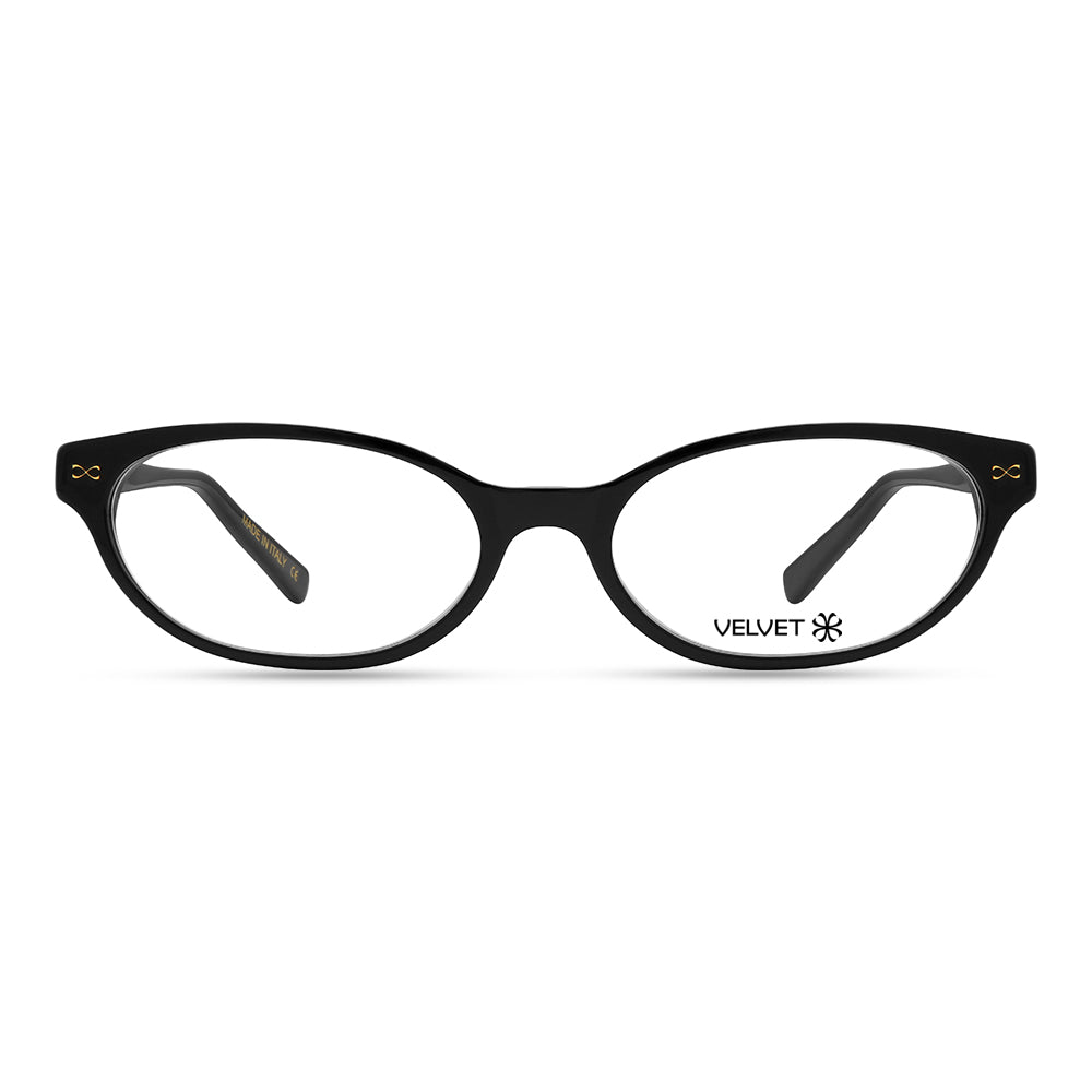Kat Black cat eye readers and blue light glasses for women, small fit 52-16-135.