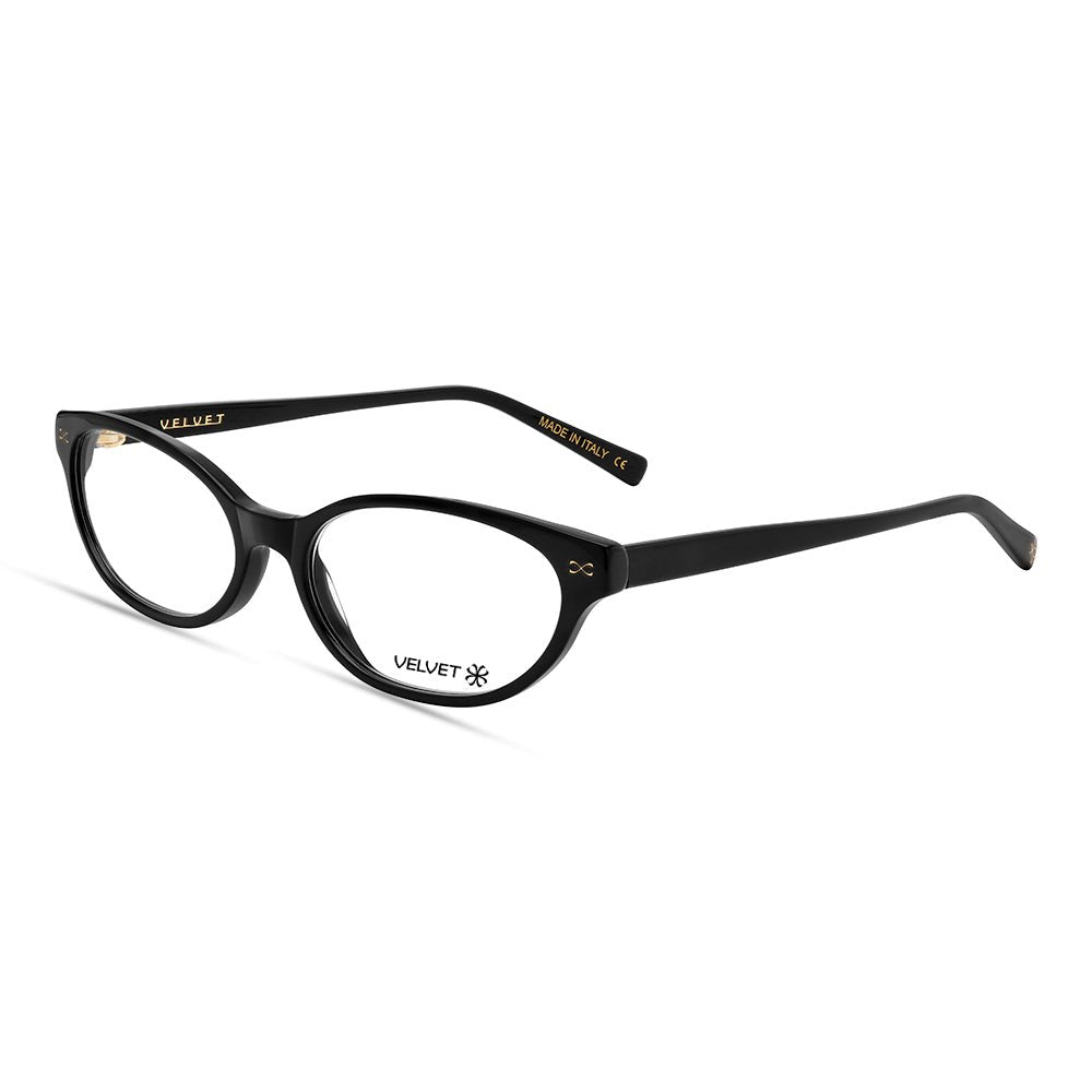 Kat Black cat eye readers and blue light glasses for women, small fit 52-16-135.