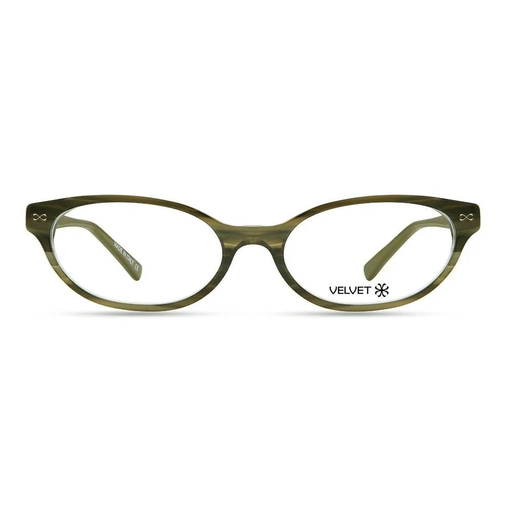 Kat Dark Olive cat eye readers and blue light glasses for women, small fit 52-16-135.
