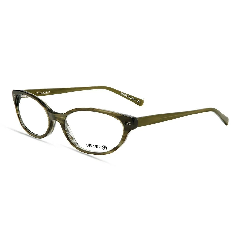 Kat Dark Olive cat eye readers and blue light glasses for women, small fit 52-16-135.
