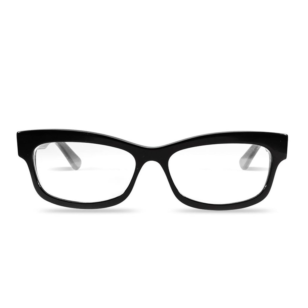 Lauren Black rectangle readers and blue light glasses for women, small fit 53-15-135.