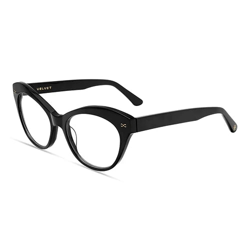 Minnie Black cat eye readers and blue light glasses for women, medium fit 54-15-138.