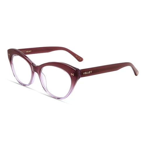 Minnie Gradient Plum cat eye readers and blue light glasses for women, medium fit 54-15-138.