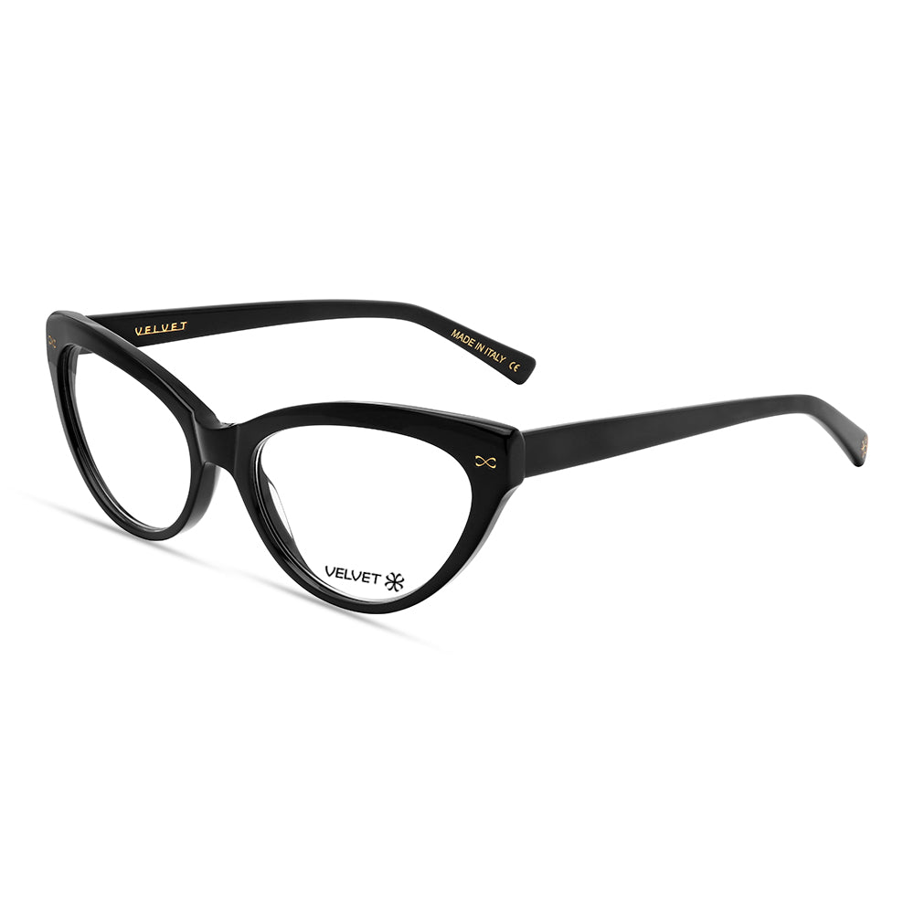 Sofie Black cat eye readers and blue light glasses for women, small to medium fit 54-17-135.