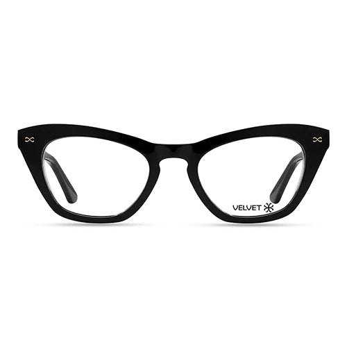 Stevie Black bio-based cat-eye readers and blue light glasses for women, medium fit 51-20-138.