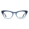 Stevie Gradient Blue bio-based cat-eye readers and blue light glasses for women, medium fit 51-20-138.