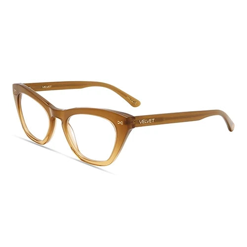 Stevie Gradient Brown bio-based cat-eye readers and blue light glasses for women, medium fit 51-20-138.