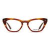 Stevie Light Tortoise bio-based cat-eye readers and blue light glasses for women, medium fit 51-20-138.