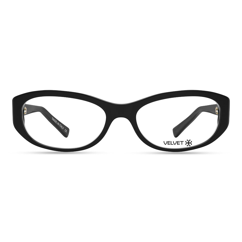 Tina Black oval readers and blue light glasses for women, small fit 53-17-135.