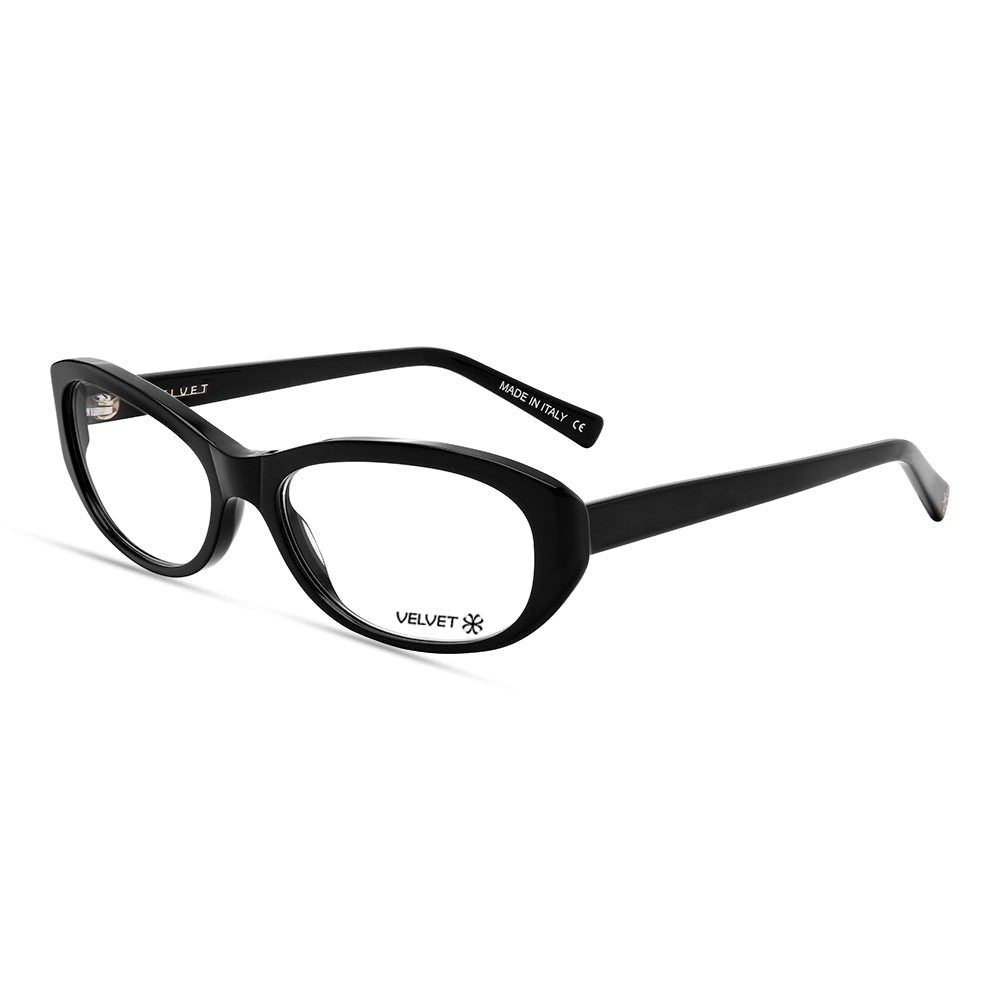 Tina Black oval readers and blue light glasses for women, small fit 53-17-135.