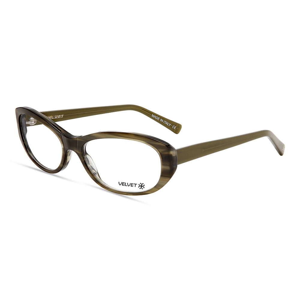 Tina Dark Olive oval readers and blue light glasses for women, small fit 53-17-135.