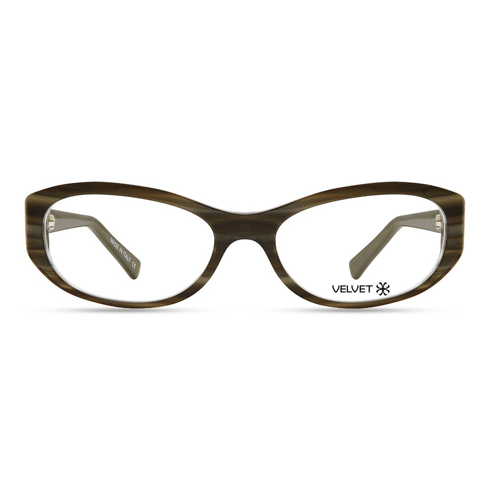Tina Dark Olive oval readers and blue light glasses for women, small fit 53-17-135.