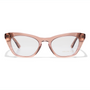 Stevie Crystal Pink bio-based cat-eye readers and blue light glasses for women, medium fit 51-20-138.