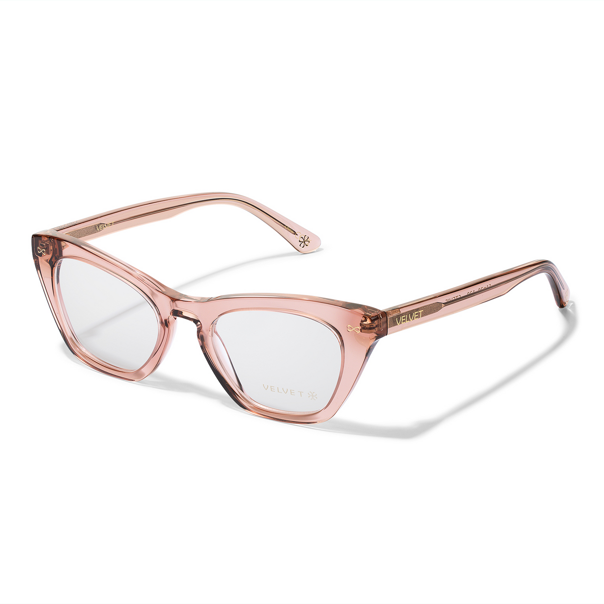 Stevie Crystal Pink bio-based cat-eye readers and blue light glasses for women, medium fit 51-20-138.