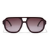 Front view of the Dani color burgundy polarized sunglass style for Women by Velvet Eyewear. Best for Oval, Round, and Heart Face Shapes. Best for seasonal color palettes Summer, Autumn and Winter. Lifestyle image.