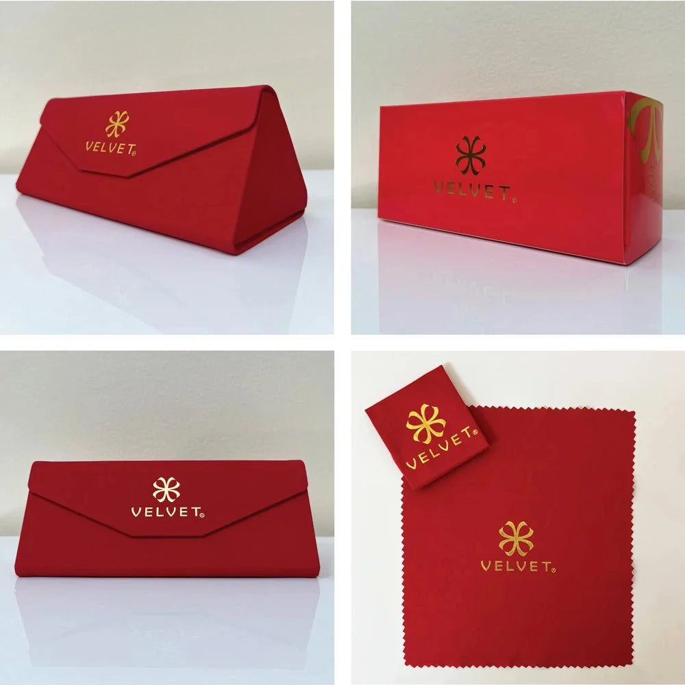 Velvet Eyewear packaging for eyewear and sunglasses