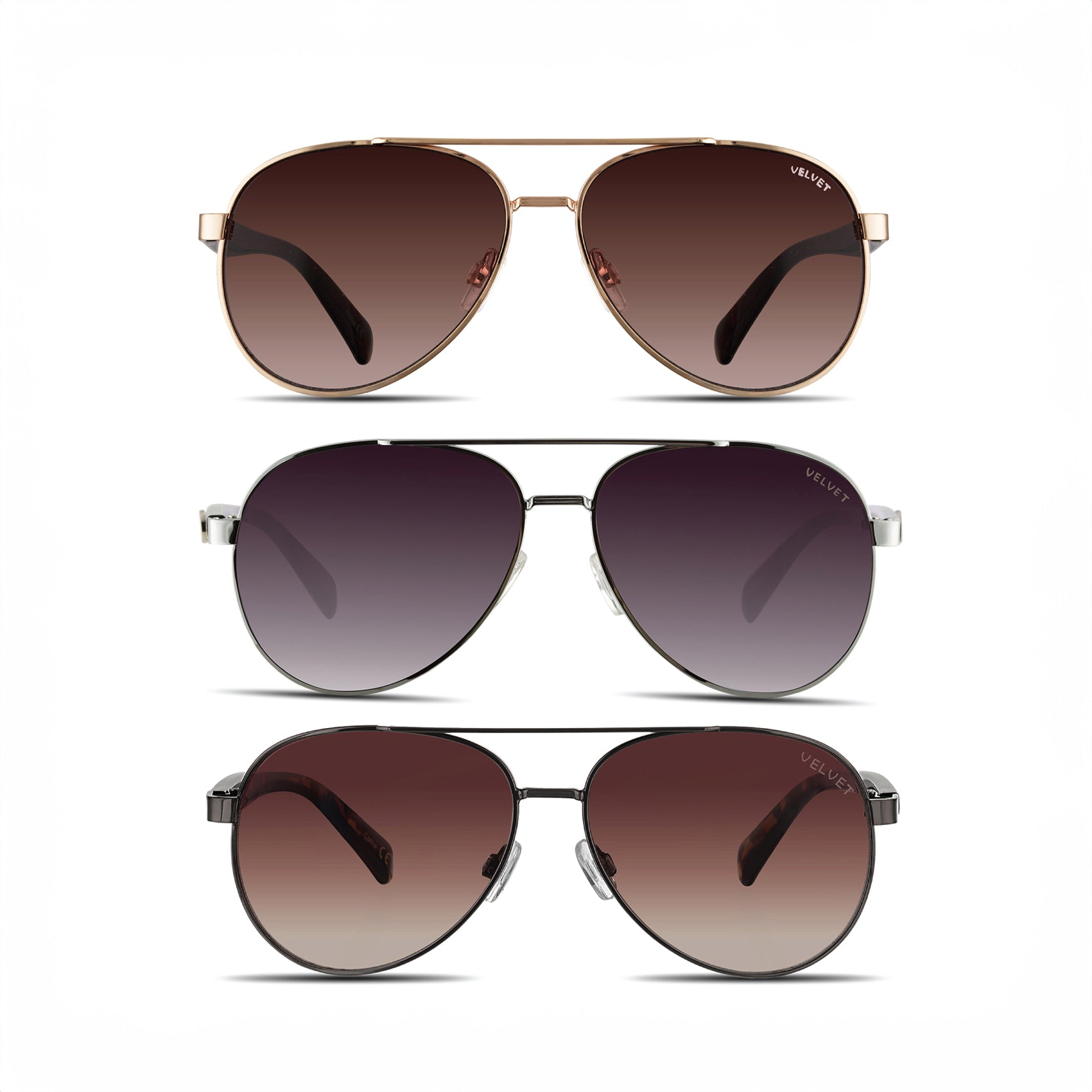 Shop this set of three small size aviator sunglasses curated for a woman that wears aviators