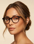 Carol by Velvet Eyewear.  Bio-Based, eco friendly optical frames for women. Fits oval, square and heart face shapes. Best for Autumn seasonal color palette.