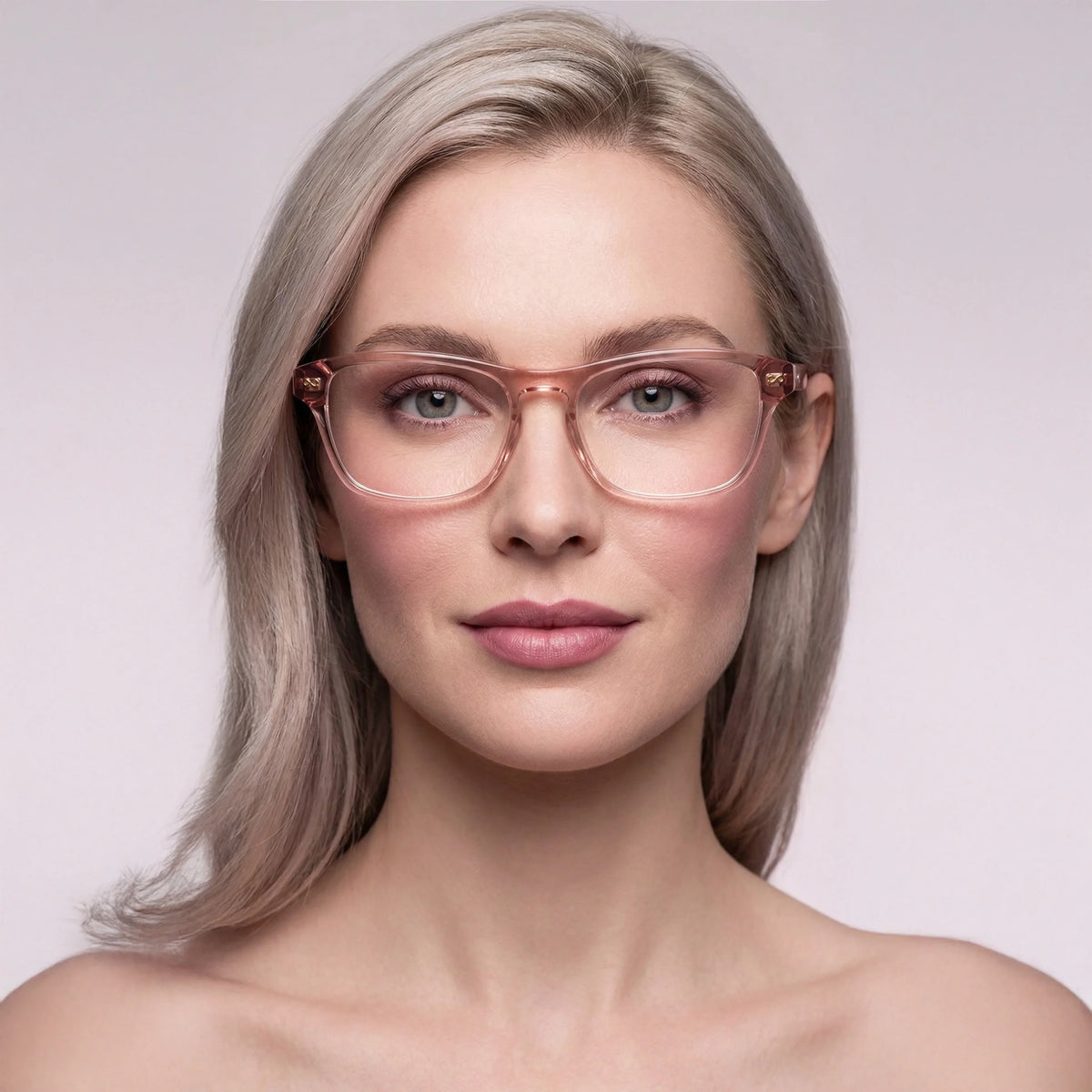 Billie Crystal Pink rectangle readers and blue light glasses for women, medium fit 54-13-138.