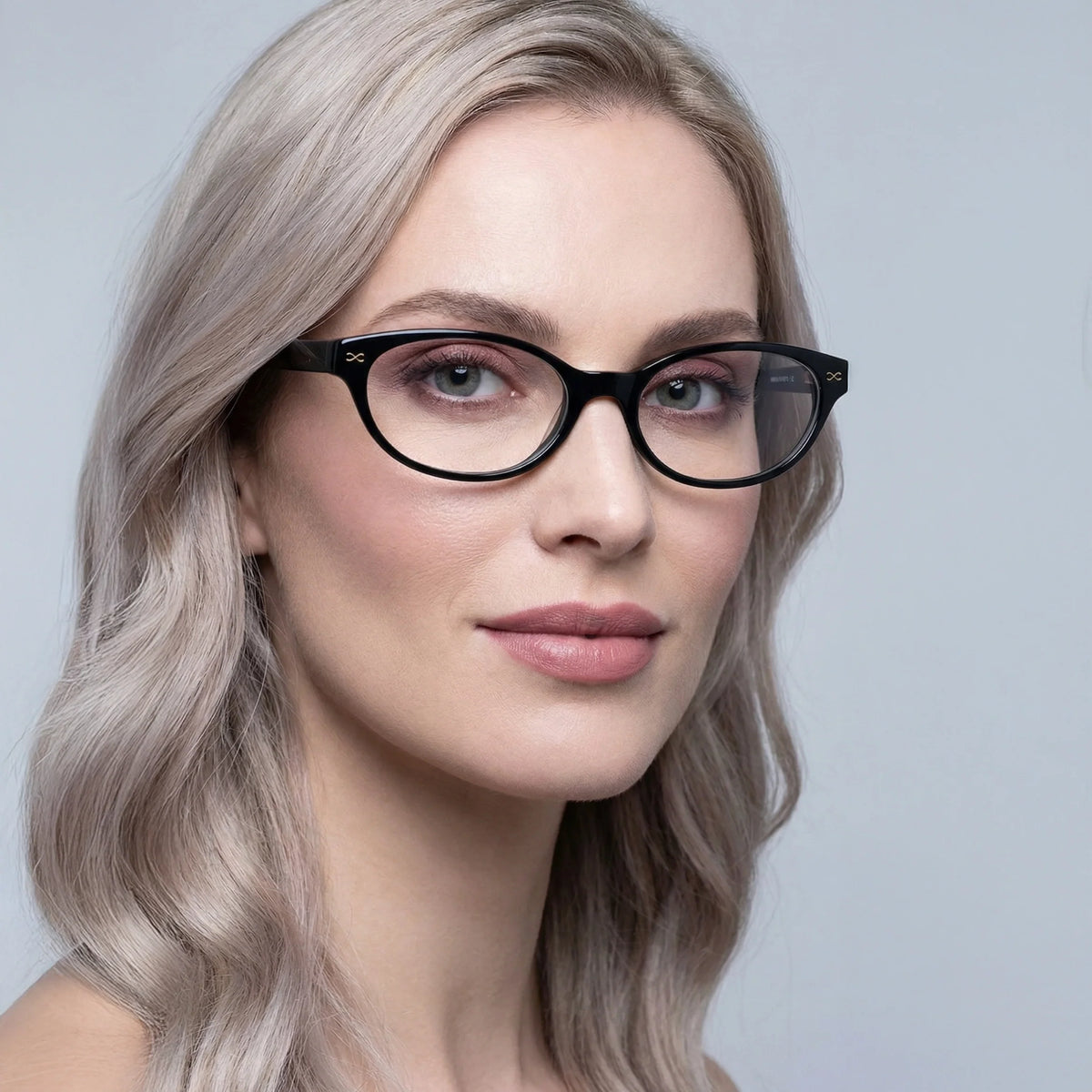 Kat Black cat eye readers and blue light glasses for women, small fit 52-16-135.