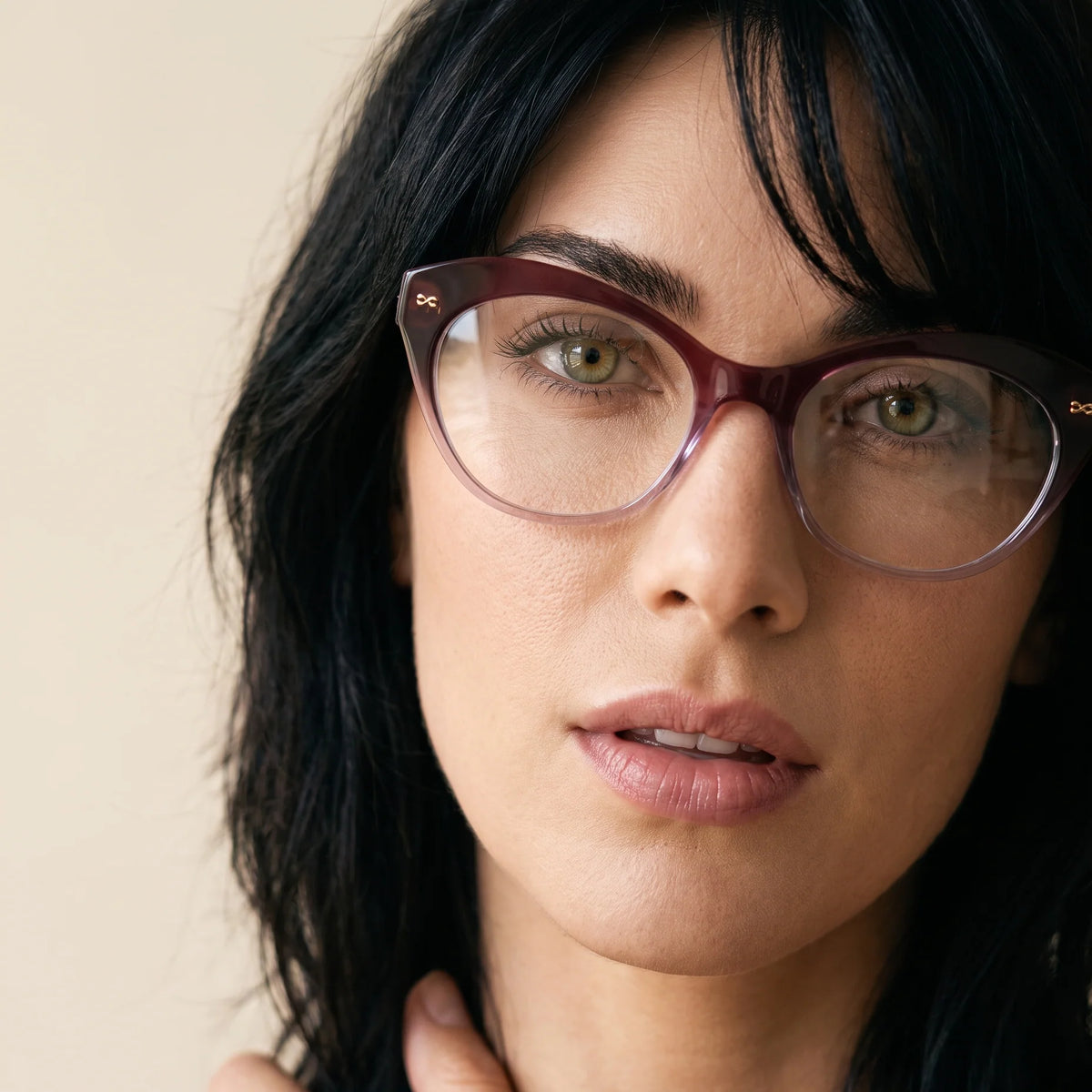 Minnie Gradient Plum cat eye readers and blue light glasses for women, medium fit 54-15-138.