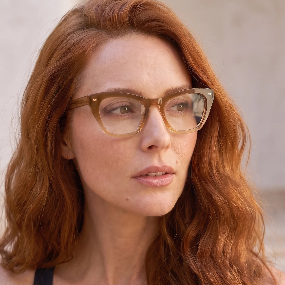 Stevie Gradient Brown bio-based cat-eye readers and blue light glasses for women, medium fit 51-20-138.
