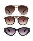 Shop this set of three sunglasses curated for a woman with a small oval face shape