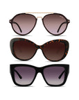 Shop this set of three sunglasses curated for a woman with an oval face shape