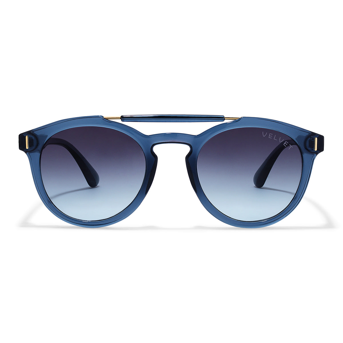 Velvet Eyewear Amelia navy polarized sunglasses, three-quarter view