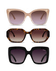 Shop this set of three sunglasses curated for a woman with a round face shape
