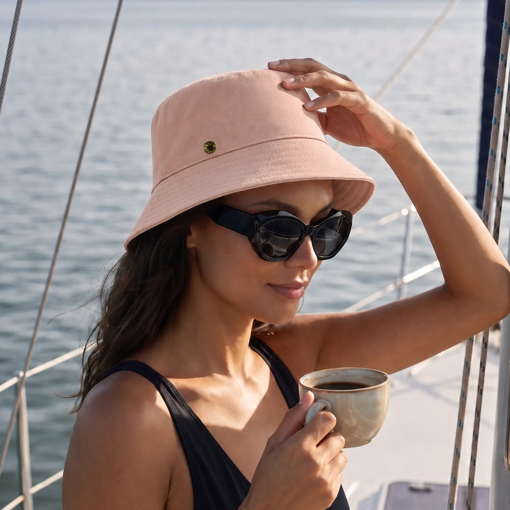 Black cat eye polarized sunglass style Alice by Velvet Eyewear. Designed for Oval, Square, and Heart Face Shapes. Great for all seasonal color palettes. Model photo.