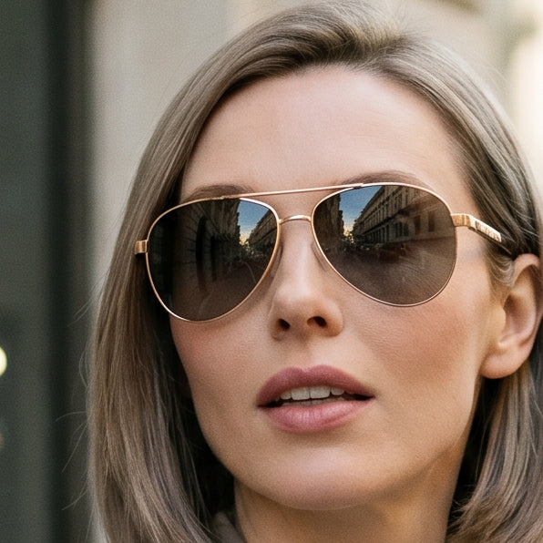 Bonnie-Polarized for Women by Velvet Eyewear. Best for Oval, Round, Heart, and Square Face Shapes. Spring, Summer, and Autumn Palette.