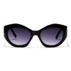 Black cat eye polarized sunglass style Alice by Velvet Eyewear. Designed for Oval, Square, and Heart Face Shapes. Great for all seasonal color palettes. Front view photo.