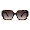 Front view of Velvet Eyewear polarized sunglass style Angel in tortoise. Best fit for round, oval, and heart face shapes. Good for all seasonal color palettes.