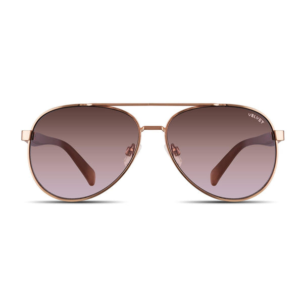 New Velvet Trends Rose Gold Wire Aviator Frame Sunglasses Incline Sunglasses: Rose Gold | Heat Wave Visual main image 2