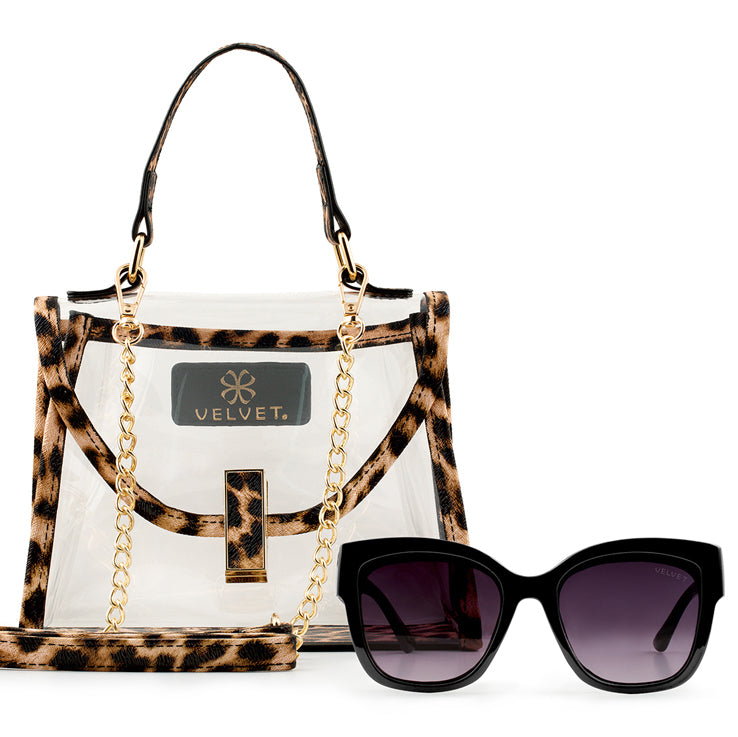Mini Leopard Bag & Jane Black - Velvet Eyewear