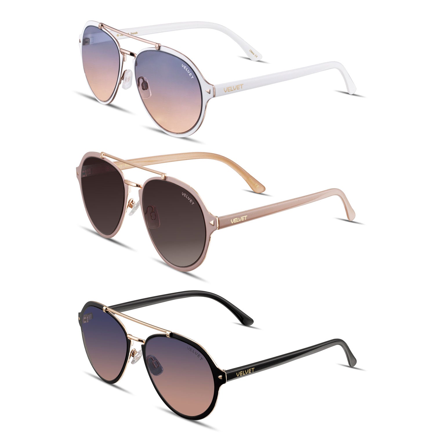 Aviator Medium Style Box Sunglasses Velvet Eyewear   